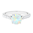 3 CT Ethiopian Opal Solitaire Engagement Ring with Diamond Side Stones Ethiopian Opal - ( AAA ) - Quality - Rosec Jewels