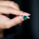 Created Emerald and Diamond Engagement Ring with Crossover Shank Lab Created Emerald - ( AAAA ) - Quality - Rosec Jewels