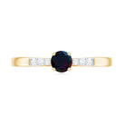 Black Opal Promise Ring with Diamond Side Stones Black Opal - ( AAA ) - Quality - Rosec Jewels