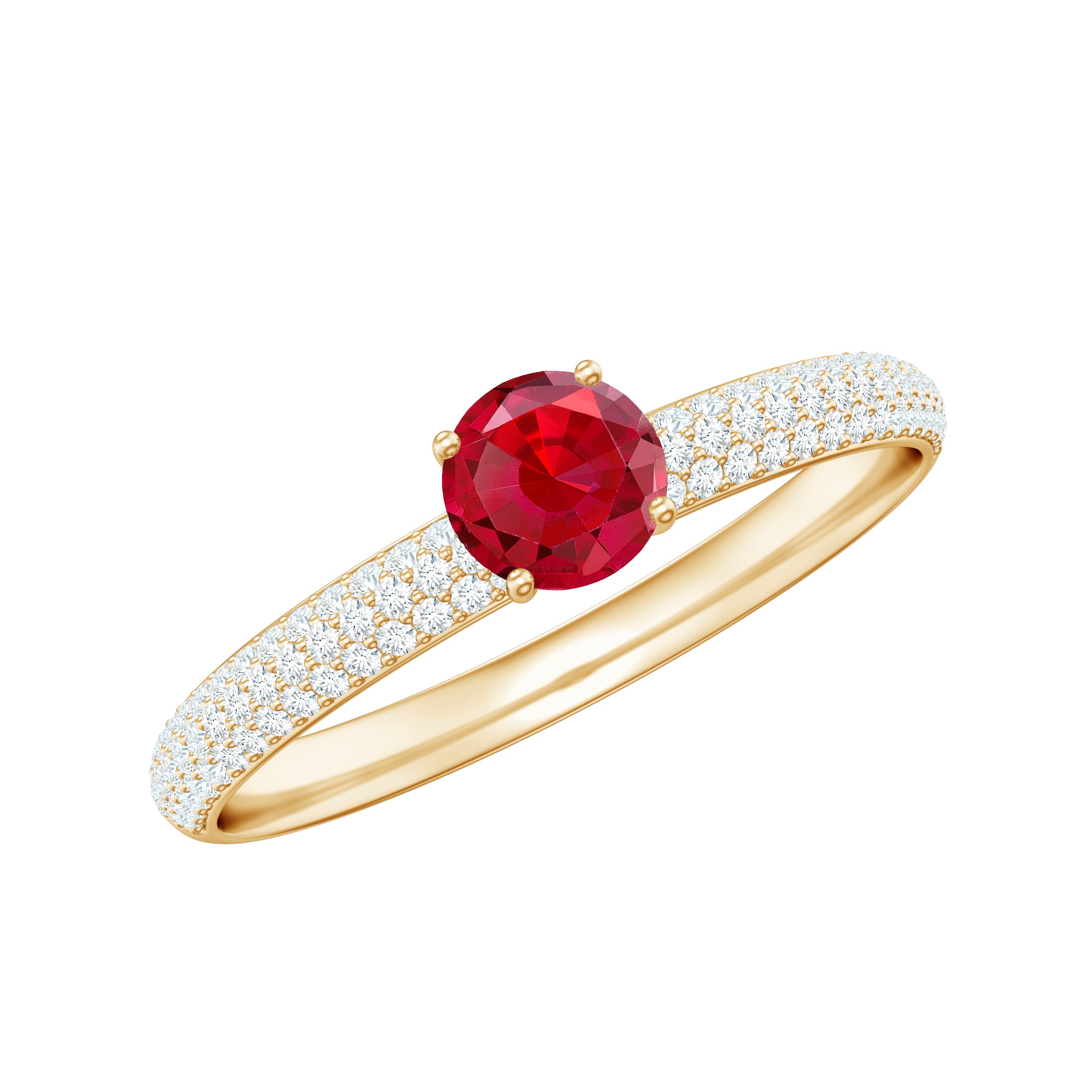 Rosec Jewels-Lab-Created Ruby Solitaire Ring with Diamond Side Stones