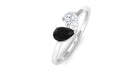 Created Black Diamond 2 Stone Ring Lab Created Black Diamond - ( AAAA ) - Quality - Rosec Jewels