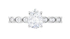 Pear Shape Lab Grown Diamond Scalloped Solitaire Ring Lab Grown Diamond - ( EF-VS ) - Color and Clarity - Rosec Jewels