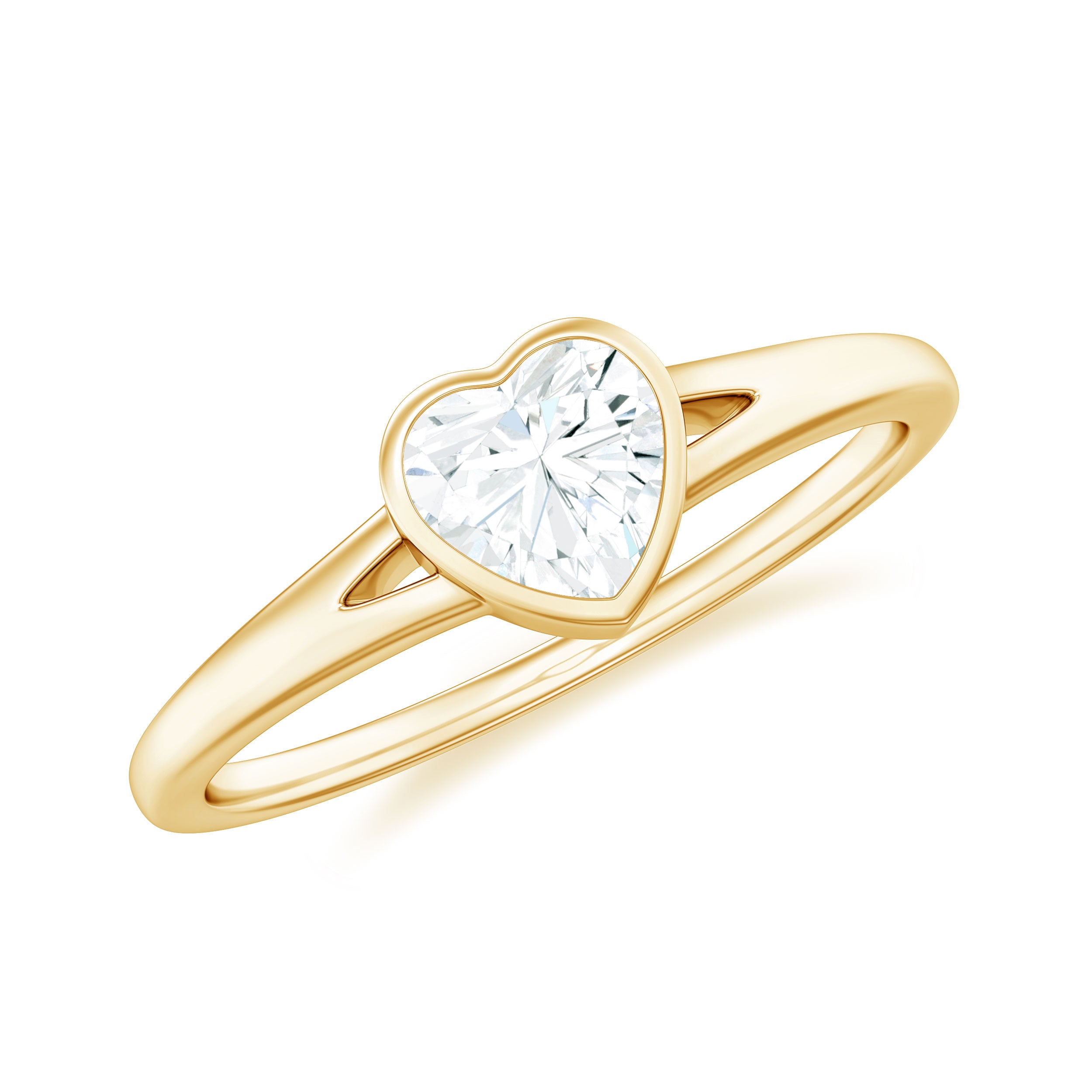 Heart Shape Lab Grown Diamond Solitaire Ring in Split Shank Lab Grown Diamond - ( EF-VS ) - Color and Clarity - Rosec Jewels