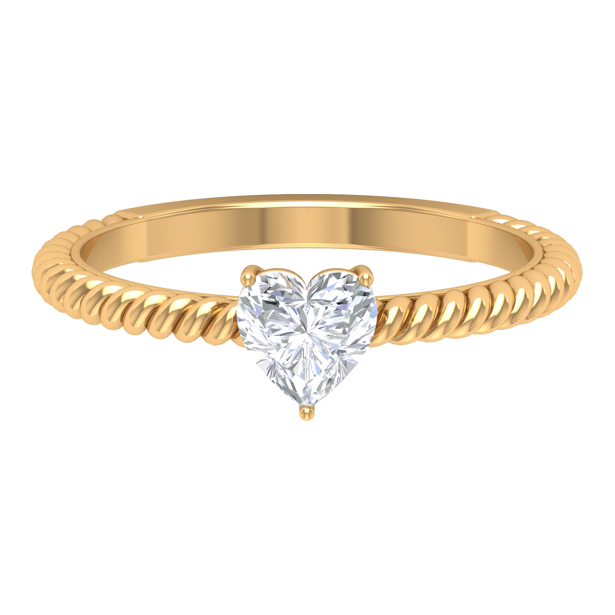 Heart Shape Lab Grown Diamond Solitaire Ring in Rope Shank Lab Grown Diamond - ( EF-VS ) - Color and Clarity - Rosec Jewels