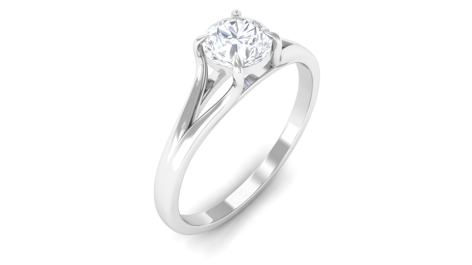 Claw Set Solitaire Lab Grown Diamond Ring in Split Shank Lab Grown Diamond - ( EF-VS ) - Color and Clarity - Rosec Jewels