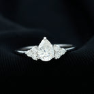 Pear Cut Lab Grown Diamond Trio Engagement Ring Lab Grown Diamond - ( EF-VS ) - Color and Clarity - Rosec Jewels