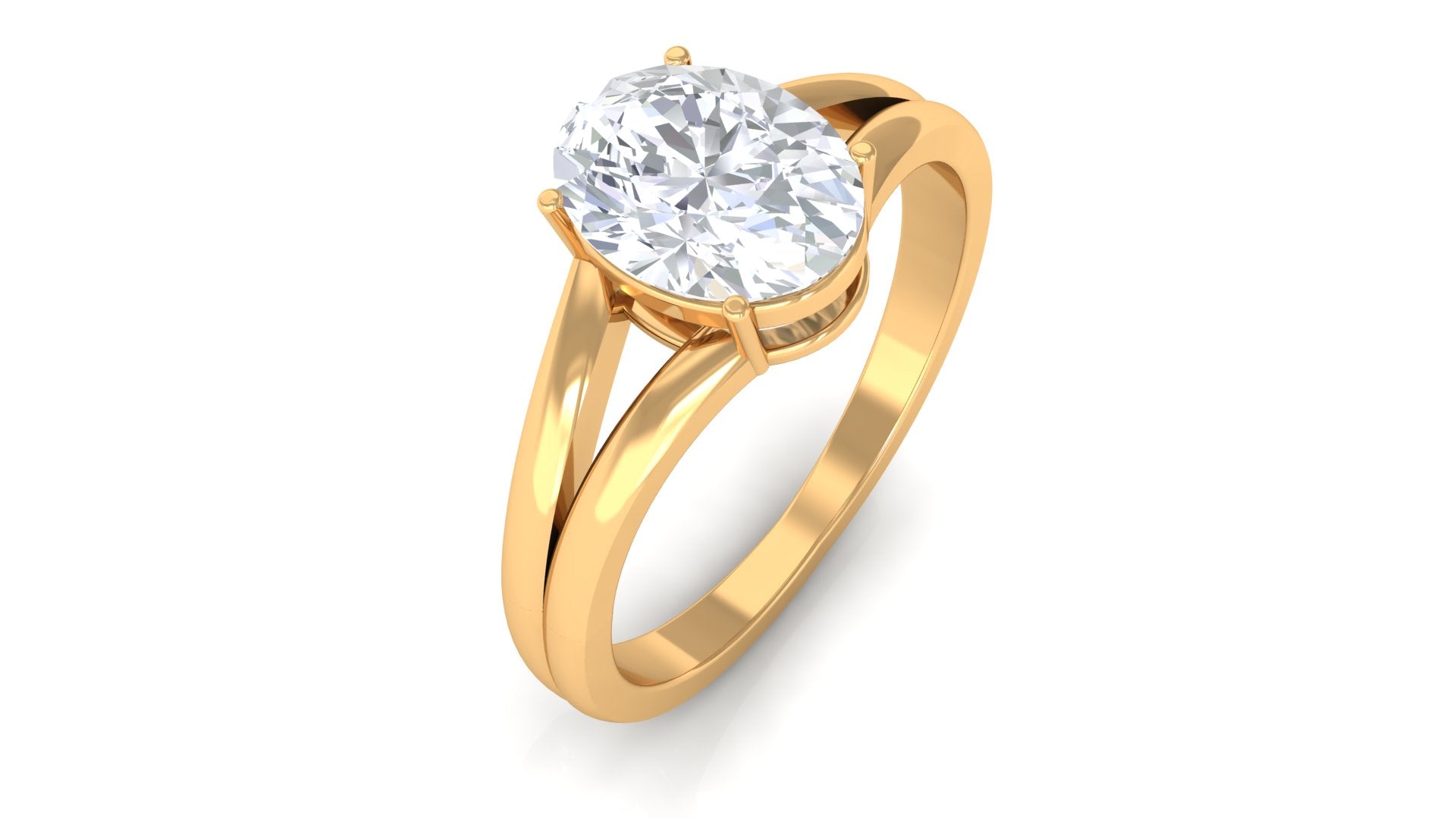 Oval Lab Grown Diamond Solitaire Ring in Split Shank Lab Grown Diamond - ( EF-VS ) - Color and Clarity - Rosec Jewels