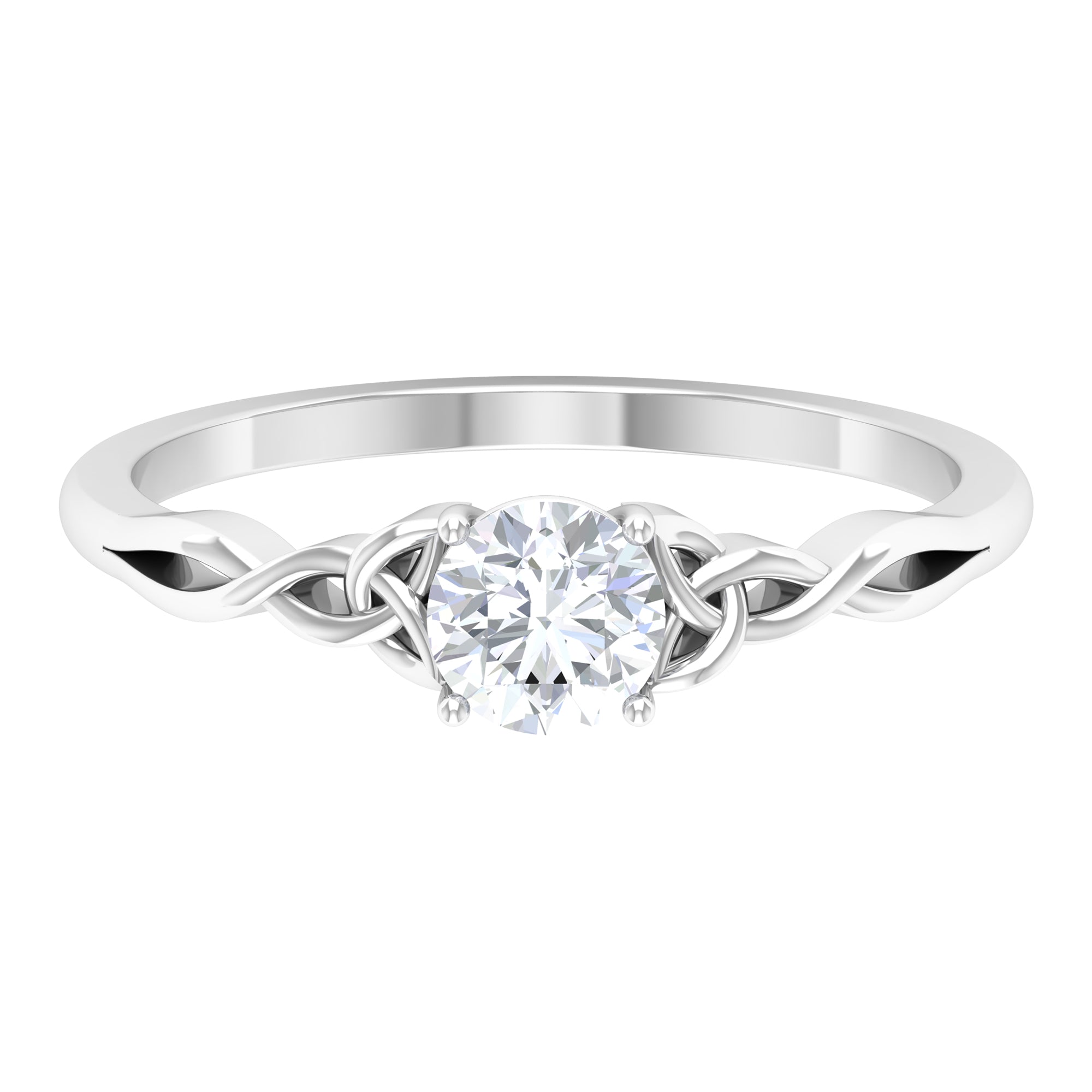 Solitaire Lab Grown Diamond Celtic Knot Promise Ring Lab Grown Diamond - ( EF-VS ) - Color and Clarity - Rosec Jewels