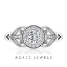 Vintage Inspired Engagement Ring with Lab Grown Diamond Lab Grown Diamond - ( EF-VS ) - Color and Clarity - Rosec Jewels