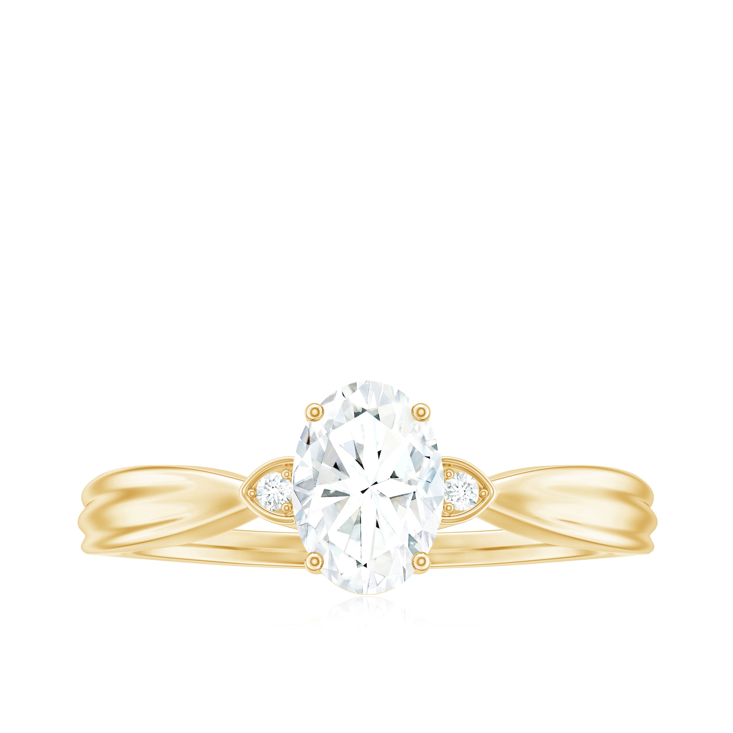 Oval Lab Grown Diamond Simple Solitaire Ring Lab Grown Diamond - ( EF-VS ) - Color and Clarity - Rosec Jewels