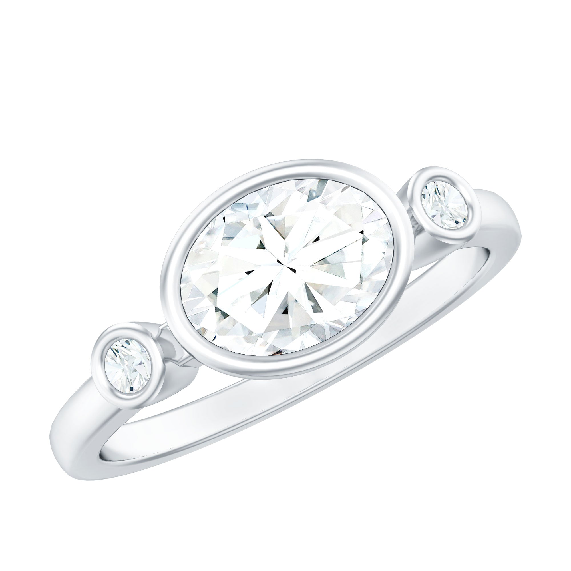 East west set oval diamond ring deals