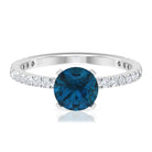 2.25 CT London Blue Topaz Solitaire Ring with Diamond Side Stones London Blue Topaz - ( AAA ) - Quality - Rosec Jewels