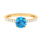 2.75 CT Swiss Blue Topaz Solitaire Ring with Diamond Side Stones Swiss Blue Topaz - ( AAA ) - Quality - Rosec Jewels