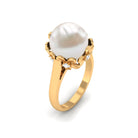 Rosec Jewels-Floral Set Freshwater Pearl Solitaire Ring with Diamond Accent