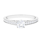 Cubic Zirconia Engagement Ring with Side Stones Zircon - ( AAAA ) - Quality - Rosec Jewels