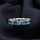 Hexagon Cut London Blue Topaz Eternity Band Ring London Blue Topaz - ( AAA ) - Quality - Rosec Jewels