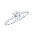 Round Shape Moissanite Solitaire Ring with Side Stones in Gold Moissanite - ( D-VS1 ) - Color and Clarity - Rosec Jewels