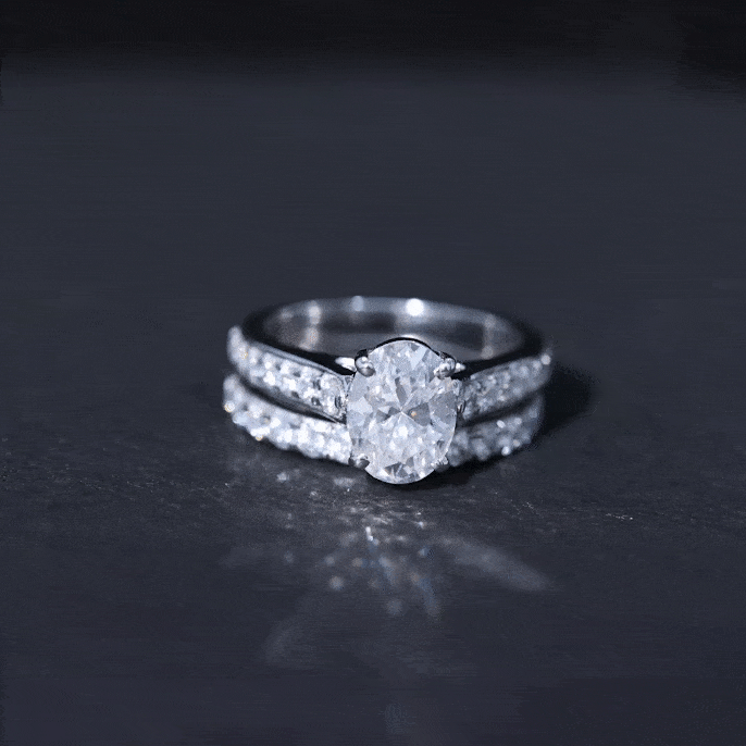 Certified Moissanite Wedding Ring Set Moissanite - ( D-VS1 ) - Color and Clarity - Rosec Jewels