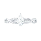 Pear Shaped Moissanite Solitaire Braided Promise Ring Moissanite - ( D-VS1 ) - Color and Clarity - Rosec Jewels