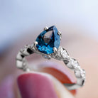 1.25 CT Teardrop London Blue Topaz Solitaire Ring with Diamond London Blue Topaz - ( AAA ) - Quality - Rosec Jewels