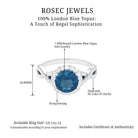 London Blue Topaz Crossover Ring with Diamond Halo London Blue Topaz - ( AAA ) - Quality - Rosec Jewels