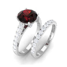 2.75 CT Solitaire Garnet Engagement Ring Set with Diamond Garnet - ( AAA ) - Quality - Rosec Jewels