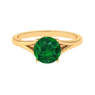 Round Lab Grown Emerald Solitaire Engagement Ring in Split Shank Lab Created Emerald - ( AAAA ) - Quality - Rosec Jewels