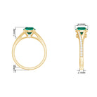 Split Shank Created Emerald Solitaire Ring with Diamond Lab Created Emerald - ( AAAA ) - Quality - Rosec Jewels