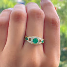 Natural Emerald and Diamond Vintage Engagement Ring Emerald - ( AAA ) - Quality - Rosec Jewels