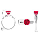 Infinity Shank Cushion Cut Created Ruby Engagement Ring with Diamond Lab Created Ruby - ( AAAA ) - Quality - Rosec Jewels