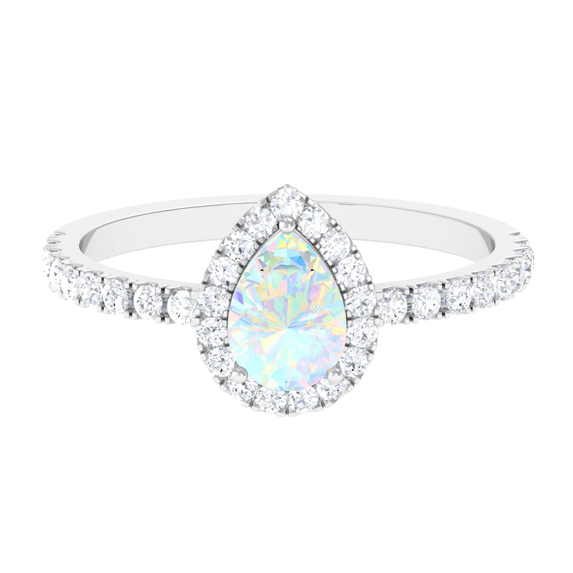 Ethiopian Opal and Diamond Teardrop Engagement Ring Ethiopian Opal - ( AAA ) - Quality - Rosec Jewels