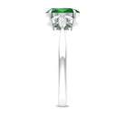 Claw Set Oval shape Emerald Solitaire Ring with Marquise Diamond Trio Emerald - ( AAA ) - Quality - Rosec Jewels