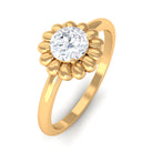 Round Moissanite Solitaire Floral Ring in Prong Setting Moissanite - ( D-VS1 ) - Color and Clarity - Rosec Jewels