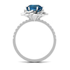 London Blue Topaz Flower Engagement Ring with Diamond London Blue Topaz - ( AAA ) - Quality - Rosec Jewels