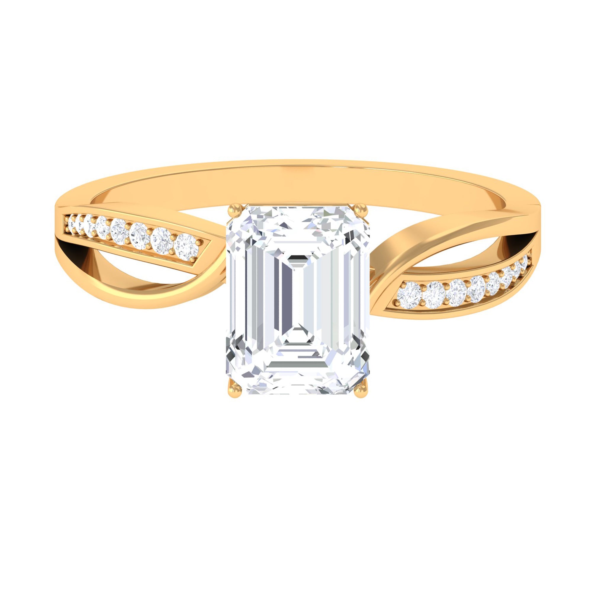 Emerald Cut Moissanite Solitaire Infinity Ring Moissanite - ( D-VS1 ) - Color and Clarity - Rosec Jewels