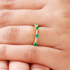 Lab Grown Emerald and Diamond Minimal Half Eternity Ring Lab Created Emerald - ( AAAA ) - Quality - Rosec Jewels