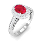 Lab-Created Ruby Beaded Engagement Ring with Diamond Lab Created Ruby - ( AAAA ) - Quality - Rosec Jewels