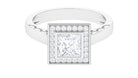 Princess Cut Moissanite Milgrain Engagement Ring Moissanite - ( D-VS1 ) - Color and Clarity - Rosec Jewels