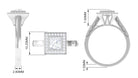 Princess Cut Moissanite Milgrain Engagement Ring Moissanite - ( D-VS1 ) - Color and Clarity - Rosec Jewels