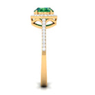 Oval Shape Created Emerald and Diamond Accent East West Ring Lab Created Emerald - ( AAAA ) - Quality - Rosec Jewels