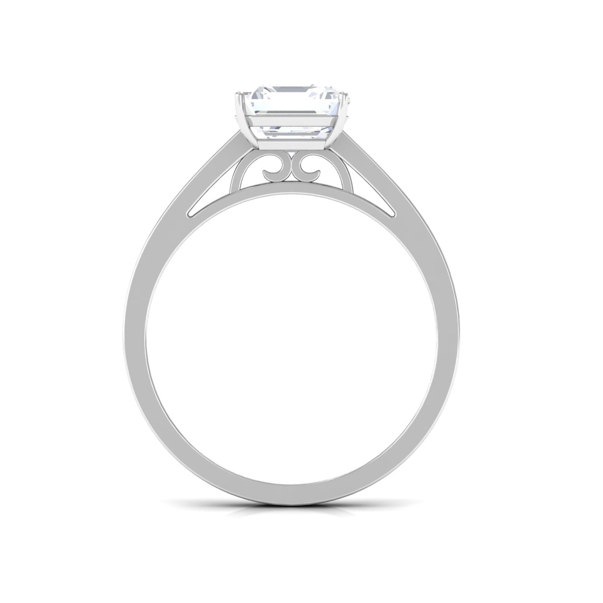 1.75 CT Asscher Cut Moissanite Solitaire Ring with Side Stones Moissanite - ( D-VS1 ) - Color and Clarity - Rosec Jewels