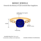 Cushion Cut Lab Grown Blue Sapphire Solitaire Engagement Ring with Diamond Lab Created Blue Sapphire - ( AAAA ) - Quality - Rosec Jewels