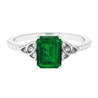 Octagon Cut Lab Grown Emerald Celtic Knot Engagement Ring Lab Created Emerald - ( AAAA ) - Quality - Rosec Jewels