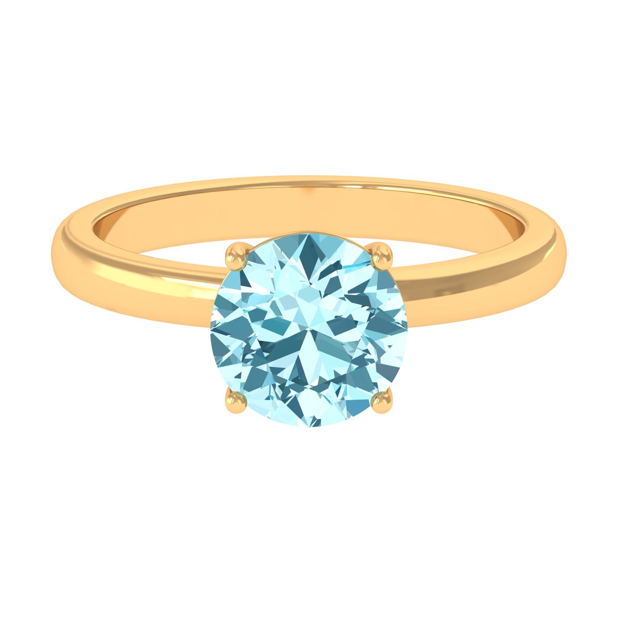 Aquamarine Solitaire Promise Ring with Diamond Aquamarine - ( AAA ) - Quality - Rosec Jewels