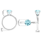 Aquamarine Solitaire Promise Ring with Diamond Aquamarine - ( AAA ) - Quality - Rosec Jewels