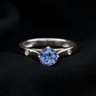 Floral Set Tanzanite Solitaire Ring with Diamond Tanzanite - ( AAA ) - Quality - Rosec Jewels