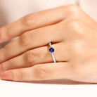 Real Blue Sapphire Solitaire Engagement Ring with Diamond Blue Sapphire - ( AAA ) - Quality - Rosec Jewels