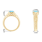 Aquamarine Celtic Solitaire Band with Diamond Aquamarine - ( AAA ) - Quality - Rosec Jewels