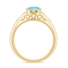 Aquamarine Celtic Solitaire Band with Diamond Aquamarine - ( AAA ) - Quality - Rosec Jewels