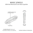 Round Moissanite Semi Eternity Band Ring with Gold Filigree Details Moissanite - ( D-VS1 ) - Color and Clarity - Rosec Jewels